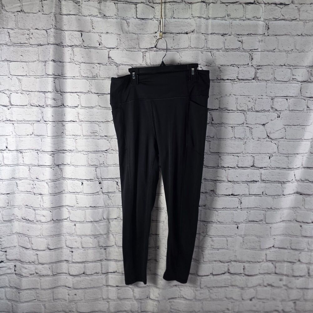 Victoria Secret Women Black Floral Leggings Sz 12 Waist 28” Inseam 27” w/Pockets